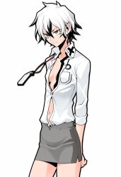 ai_generated anonymous_character character_design doctor female_only hi_res skirt slender_body unbuttoned_shirt white_hair