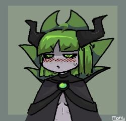 animated cute_face dota_2 green_background green_eyes_female green_hair mony_(artist) phew pugna sweatdrop