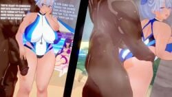 1boy 2girls 3d acrolexxx ahe_gao animated big_ass big_breasts big_penis bikini cuckold dark-skinned_male fate_(series) huge_breasts interracial juxtaposition koikatsu large_penis light-skinned_female looking_at_penis netorare one-piece_swimsuit penis_awe scathach_(fate) sex sex_from_behind shorter_than_10_seconds standing_sex tomoe_gozen_(fate) tomoe_gozen_(swimsuit_saber) video