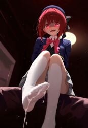 ai_generated arima_kana crazy_eyes crazy_girl crazy_smile cum cum_on_feet cum_on_footwear cum_on_pantyhose cute_dom cute_girl dripping_cum fangs feet femdom foot_focus foot_play footjob footjob_with_footwear from_below glowing_eyes grinning grinning_at_viewer happy_female looking_down looking_down_at_viewer low-angle_view oshi_no_ko smile smiling smiling_at_viewer yandere yandere_eyes