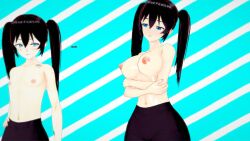 1boy 1girls 3d 3d_(artwork) 3d_model areola areolae big_breasts black_hair blue_eyes breasts latam_virtual_youtuber long_hair nipples shai_zoe shaizoe_ shaizoe_(character) shaizoe_(female) shaizoe_(male) tagme twintails virtual_youtuber vtuber