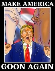 american american_flag donald_j_trump donald_trump golden_shower gooning kink make_america_great_again open_mouth peeing pissing_in_mouth pissing_on_another politician suit urine