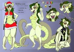 alternative_fashion anthro christmas english_text fan_character female forked_tongue hi_res holidays hybrid mammal model_sheet murid murine natt333 pregnant pregnant_female punk rat reptile rodent scalie snake solo text tongue