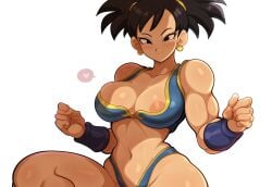 1girls ai_generated alien alien_girl dragon_ball dragon_ball_super dragon_ball_z female large_breasts mullon nipples novelai open_clothes original_character saiyan saiyan_girl