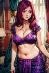 ai_generated big_breasts large_breasts light_skin looking_at_viewer metal264 naruto_(series) red6161 red_hair saree sari uzumaki_kushina