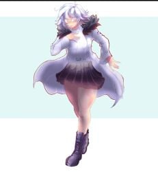 1girls artist_request female female_focus female_only tagme thick_thighs white_hair