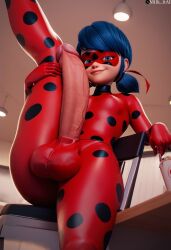 3d ai_generated big_balls big_penis bulge bulge_through_clothing futanari futanari marinette_dupain-cheng milk_itai miraculous_ladybug