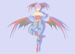 1girls animated darkstalkers female female_only female_solo flat_chest flat_chested leotard lilith_aensland monsuun purple_hair smile solo solo_female succubus tagme thin thin_female video