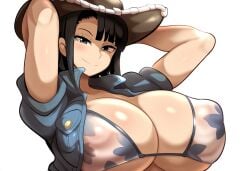 ai_generated big_breasts bikini_top black_hair covered_nipples cowboy_hat female huge_breasts large_breasts mullon nico_robin novelai one_piece top_heavy