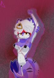 2d 2d_(artwork) 2d_artwork almost_naked black_stripes dark_background deltarxt deltatif_(oc) female furry horny huge_ass naked naked_female no_bra no_panties no_underwear original_character purple_body purple_skin tape tiger_shark violet_background