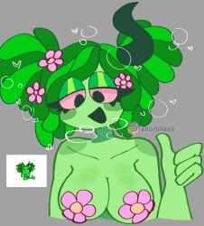 1girls breasts eltortillas9 eltortillas_(artist) female flower flower_in_hair flowers green_body green_eyes green_hair green_skin incredibox_mod medium_breasts naked naked_female no_bra redraw sprunki vineria_(sprunki) xjjejeeeeo