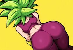 ai_generated alien alien_girl ass back back_view big_ass caulifla dragon_ball dragon_ball_super female fusion_character green_hair huge_ass kale kefla mullon novelai saiyan super_saiyan that_ass_was_fat