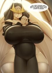 2024 alien alien_girl alien_humanoid big_breasts dialogue english english_text furry furry_female game_freak mleonheart nintendo nun nun_outfit pheromosa pokemon pokemon_(species) pokemon_sm praying tagme thick_thighs ultra_beast