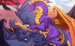 activision alegrimm anal anal_orgasm anal_sex balls blue_body blue_scales bodily_fluids claws cloud countershade_torso countershading cum cum_in_ass cum_inside day detailed_background digitigrade dragon duo ejaculation erection european_mythology feral feral_on_feral feral_penetrated feral_penetrating feral_penetrating_feral finger_claws genital_fluids genitals grass hands-free hi_res knot knotted_penis leaking_cum long_neck looking_at_another looking_pleasured lying male male/male male_penetrated male_penetrating male_penetrating_male membrane_(anatomy) membranous_wings mythological_creature mythological_scalie mythology on_back orgasm outside penetration penis plant purple_body purple_scales scales scalie sex shaded sky spyro spyro_the_dragon toe_claws tree western_dragon wing_claws wings yellow_body yellow_scales