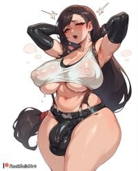 1futa ai_generated armpits armwear big_breasts breasts bulge final_fantasy futa_only futanari huge_cock navel penis rocksolidart solo solo_futa tifa_lockhart very_long_hair