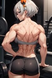 1girls abs ai_generated ass ass ass_focus back back_view bare_arms bare_legs bare_shoulders bare_thighs bea_(pokemon) big_ass big_breasts big_butt clothed clothing color female female_focus female_only fit_female game_freak gigiti grey_eyes grey_hair gym_leader hi_res large_breasts light-skinned_female light_skin looking_at_viewer muscles muscular muscular_arms muscular_back muscular_female nintendo pokemon pokemon_ss pokemon_trainer short_hair solo solo_female tagme thick_thighs