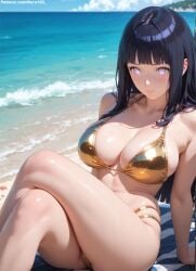 1girls 2d ai_generated ass big_ass big_breasts bikini bikini_top black_hair blunt_bangs boruto:_naruto_next_generations breasts curvaceous curvaceous_female curvaceous_figure curvy curvy_figure gold_bikini grey_eyes high_quality hime_cut hourglass_figure huge_breasts hyuuga_hinata inviting_to_sex large_breasts light-skin light-skinned_female lips long_hair mature mature_female mature_woman milf mommy naruto naruto_(series) naruto_shippuden nero100 outdoors pale-skin pale-skinned_female posing sagging_breasts seductive seductive_look sexy_pose sitting stable_diffusion tagmeo thick_ass thick_butt thick_thighs thighs wide_hips