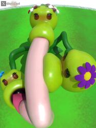 big_dick blush blush_lines breedbowl collaborative_fellatio flora_fauna flower flower_in_hair grass green_body kissing_penis licking_testicles looking_at_penis looking_at_viewer outdoors peashooter_(pvz) plant plants_vs_zombies popcap_games pov pvz sucking_tip tagme teasing tentacle triple_fellatio vines