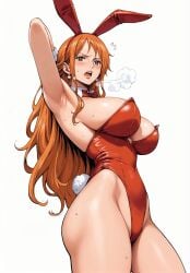 ai_generated alluring almost_naked almost_nude blush bunny_costume bunny_ear bunny_ears bunny_girl bunny_suit bunny_tail bunnygirl bunnysuit earring earrings female female_only long_hair looking_at_viewer nami nami_(one_piece) one_piece orange_eyes orange_hair post-timeskip seducing seduction seductive seductive_body seductive_eyes seductive_gaze seductive_look seductive_mouth seductive_pose shiny_hair shiny_skin steamy_breath voluptuous voluptuous_female yashin