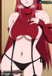 ai_generated big_ass big_breasts blue_eyes curvy curvy_figure female garter_straps hand_on_breast juanpiamvs kushina_uzumaki long_hair naruto naruto_(series) naruto_shippuden patreon patreon_username red_hair standing subscribestar subscribestar_username underwear uzumaki_kushina watermark