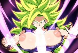 1boy 1girls ai_generated alien alien_girl boobjob dragon_ball dragon_ball_super dragon_ball_z erection female glowing_penis large_breasts mullon nipples novelai original_character paizuri penis pov saiyan saiyan_girl