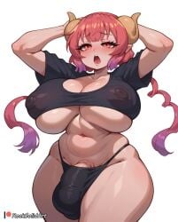 1futa ai_generated big_breasts big_penis breasts bulge eyebrows_visible_through_hair futa_only futanari ilulu_(dragon_maid) kobayashi-san_chi_no_maidragon miss_kobayashi's_dragon_maid navel penis rocksolidart solo solo_futa thick_thighs underboob wide_hips