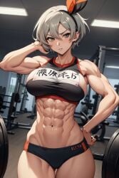 1girls abs ai_generated bare_arms bare_legs bare_shoulders bare_thighs bea_(pokemon) big_breasts clothed clothing color female female_focus female_only fit_female game_freak gigiti grey_eyes grey_hair gym_leader hi_res large_breasts light-skinned_female light_skin looking_at_viewer muscles muscular muscular_arms muscular_female nintendo pokemon pokemon_ss pokemon_trainer short_hair solo solo_female tagme thick_thighs