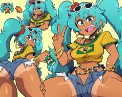 booty_shorts brazilian_miku fully_clothed hatsune_miku scott_malin skimpy_clothes tagme tank_top vocaloid