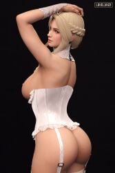 3d big_breasts blonde_hair blue_eyes breasts busty dead_or_alive female female_focus female_only helena_douglas hourglass_figure large_breasts long_hair loveluv69 makeup pinup pinup_pose tagme wide_hips