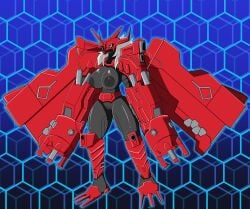 absurd_res anthro bandai_namco big_arms blitzgreymon breasts digimon digimon_(species) digimon_adventure dragon female grey_body grey_skin hair hi_res machine mecha mechanical_arm mythological_creature mythological_scalie mythology red_body scalie solo white_hair yellow_eyes zeta_wolfer