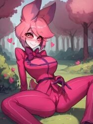 ai_generated alastor_(hazbin_hotel) alastoria_(hazbin_hotel) cameltoe female_alastor_(hazbin_hotel) fully_clothed hazbin_hotel outside solo_female