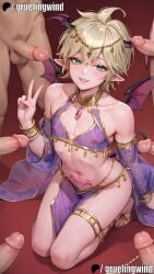 bat_wings characters dancer femboy gangbang green_eyes head_wings incubus isekai: life male_focus male_only maynard multiple_boys pointy_ears pointy_tail pose silverv4 slow twink