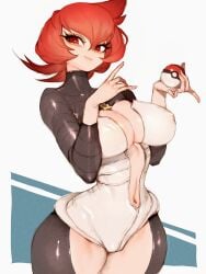 1girls breasts cleavage female female_focus female_only fumio_(rsqkr) large_breasts light-skinned_female light_skin looking_at_viewer mars_(pokemon) nintendo pokemon simple_background solo team_galactic thighs wide_hips