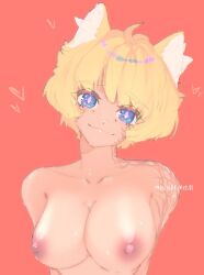 apex_legends big_breasts blonde_hair blue_eyes cat_ears miragemybae naked smile wattson_(apex_legends)