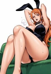 ai_generated alluring almost_naked almost_nude blush bunny_costume bunny_ear bunny_ears bunny_girl bunny_suit bunnygirl bunnysuit earring earrings female female_only long_hair looking_at_viewer nami nami_(one_piece) one_piece orange_eyes orange_hair post-timeskip seducing seduction seductive seductive_body seductive_eyes seductive_gaze seductive_look seductive_mouth seductive_pose shiny_hair shiny_skin steamy_breath voluptuous voluptuous_female yashin