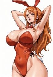 ai_generated alluring almost_naked almost_nude blush bunny_costume bunny_ear bunny_ears bunny_girl bunny_suit bunnygirl bunnysuit earring earrings female female_only long_hair looking_at_viewer nami nami_(one_piece) one_piece orange_eyes orange_hair post-timeskip seducing seduction seductive seductive_body seductive_eyes seductive_gaze seductive_look seductive_mouth seductive_pose shiny_hair shiny_skin steamy_breath voluptuous voluptuous_female yashin