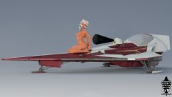 ahsoka_tano alien breasts clone_wars dc15-a female female_only jedi jedi_padawan looking_at_viewer nipples orange_body orange_skin pinup pinup_(style) pinup_pose spaceship star_wars togruta