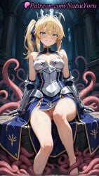 1girls 2025 ahoge ai_assisted ai_generated anime anime_style aqua_eyes armor armored_dress artoria_pendragon artoria_pendragon_(fate) artoria_pendragon_(lancer) artoria_pendragon_(lancer)_(fate) ass_visible_through_thighs bangs bare_legs bare_shoulders barefoot blonde_hair blue_dress blue_eyes blue_ribbon blush breastplate breasts bust busty cleavage cleavage_cutout cleft_of_venus clothing_cutout cover crown dress fate/grand_order fate_(series) feet female_focus female_only foot_fetish gauntlets green_eyes grin hair_between_eyes hair_ribbon hi_res high_quality high_resolution highres legs long_hair looking_at_viewer medium_breasts natsuyoru no_panties patreon pillar ponytail pussy ribbon side_ponytail sidelocks sitting sleeveless smile soaking_feet solo solo_female stable_diffusion tentacle thighs tiara toes uncensored vagina voluptuous voluptuous_female water wet