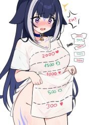 1girls black_hair blush breasts eyebrows_visible_through_hair female female_only huge_breasts indie_virtual_youtuber light-skinned_female light_skin like_and_retweet like_icon moshiedraws nose_blush open_mouth orca_girl retweet_icon scissors shylily solo surprised t-shirt the_bikini_bottoms twitter_strip_game_(meme) two_tone_hair virtual_youtuber white_hair white_panties white_t-shirt