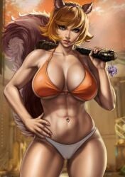 bikini dandon_fuga lingerie marvel marvel_comics marvel_rivals muscular_female pierced_belly_button piercing squirrel_girl_(marvel) squirrel_girl_(marvel_rivals) tagme tail