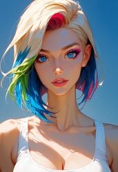 blonde_hair female rainbow_hair tagme