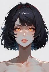 ai_generated black_hair demon_eyes female short_hair yellow_eyes