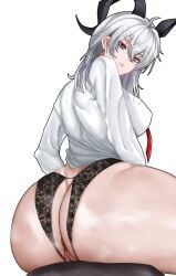 big_ass big_breasts big_butt jaakuna mommy mommy_dom pose thong white_hair wuthering_waves zani_(wuthering_waves)