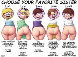 5girls age_difference ass ass_chart ass_comparison ass_focus bare_ass bare_butt bare_legs bean_smile big_ass big_butt big_thighs blonde_female blonde_hair blonde_hair blue_shirt blush bored bottomless braces brown_hair bubble_ass bubble_butt buckteeth butt_crack butt_focus buttocks clothes_lift confident curvy curvy_ass curvy_body curvy_butt curvy_female curvy_figure curvy_hips dat_ass dress earrings energetic eyelashes eyewear_on_head female feminine flipz89 freckled_ass freckles freckles_on_ass freckles_on_butt freckles_on_face giant_ass giant_butt girly green_dress grin hair_tie huge_ass huge_butt large_ass large_butt legs legs_apart legs_together leni_loud long_eyelashes lori_loud luan_loud luna_loud lynn_loud medium_hair mole mole_on_ass mole_on_leg nickelodeon no_panties no_pants no_underwear outlines panties_down pants_pulled_down pantsless pantyless paramount_pictures perineum ponytail posing presenting presenting_ass presenting_butt purple_shirt round_ass round_butt sassy seductive seductive_body seductive_pose sensual sexy sexy_ass shirt short_hair sisters skirt sleeveless_shirt smile smiling sniffable_ass sunglasses take_your_pick tan tan_skin tanned tanned_skin teen teen_girl teenage teenage_girl teenager teeth text the_loud_house thick_ass thick_thighs thighs tied_hair tomboy uncensored viacom white_background white_shirt y_shaped_butt_crack yellow_skirt young young_female younger younger_female zekim