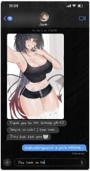 bare_legs bare_shoulders bare_thighs belly_button big_breasts black_hair bob_cut child_bearing_hips cleavage dabi_(s7nsles) feed flirting hoyoverse jane_doe_(zenless_zone_zero) medium_hair message mouse_ears nipples_visible_through_clothing rat_ears shorts slim_waist tagme tail texting thick thick_thighs tight_fit top voluptuous voluptuous_female wide_hips zenless_zone_zero zzz