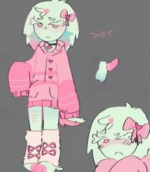 bow_on_head dick femboy femboy_only frezita_(artist) furry furry_only gay leg_warmers long_eyelashes long_sleeves male_only oversized_clothes oversized_sleeves reference_sheet self_harm_scars self_insert small_penis sona thigh_scar