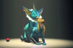 1boy 3d animated crossover female human interspecies male male_vaporeon metroid nintendo pokémon_(species) poke_ball pokemon samus_aran sex soloid tagme vaporeon zero_suit zoophilia