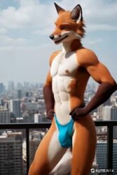 2025 ai_animated ai_animation ai_generated animated anthro balcony bottomwear bulge canid canine carnivalecloudmuncher city cityscape clothing dancing detailed_bulge femboy fox furry girly hands_on_hips looking_at_viewer male mammal outside seductive self_upload solo solo_focus standing tagme thong underwear video video