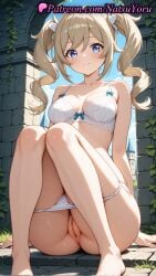 1girls 2025 ai ai_assisted ai_generated anime anime_style anus asian ass asshole bangs barbara_(genshin_impact) bare_arms bare_legs bare_shoulders barefoot blonde_hair blue_eyes blue_sky blush bow bow_bra bra breasts brick_wall bust busty cleavage cleft_of_venus closed_mouth collarbone day drill_hair feet female female_focus female_only foot_fetish genshin_impact hentai hi_res high_quality high_resolution highres hoyoverse juicy_butt knees_together_feet_apart knees_up lace-trimmed_bra legs long_hair looking_at_viewer medium_breasts mihoyo mihoyo_technology_(shanghai)_co._ltd. natsuyoru outdoors paipan panties panties_down pantsu panty_pull patreon pussy sitting sky smile solo solo_female stable_diffusion thighs toenails toes twin_drills twintails uncensored underwear underwear_only vagina voluptuous voluptuous_female white_bra white_panties