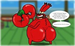 1boy anothermeekone anthro anus ass big_ass cigar crab crustacean dialogue dilf fat_ass gay holding_money indoors krusty_krab large_ass looking_at_viewer looking_back looking_back_at_viewer male male_only mature mature_anthro mature_male money mr_krabs nickelodeon open_mouth red_body restaurant solo solo_focus solo_male spongebob_squarepants text text_bubble